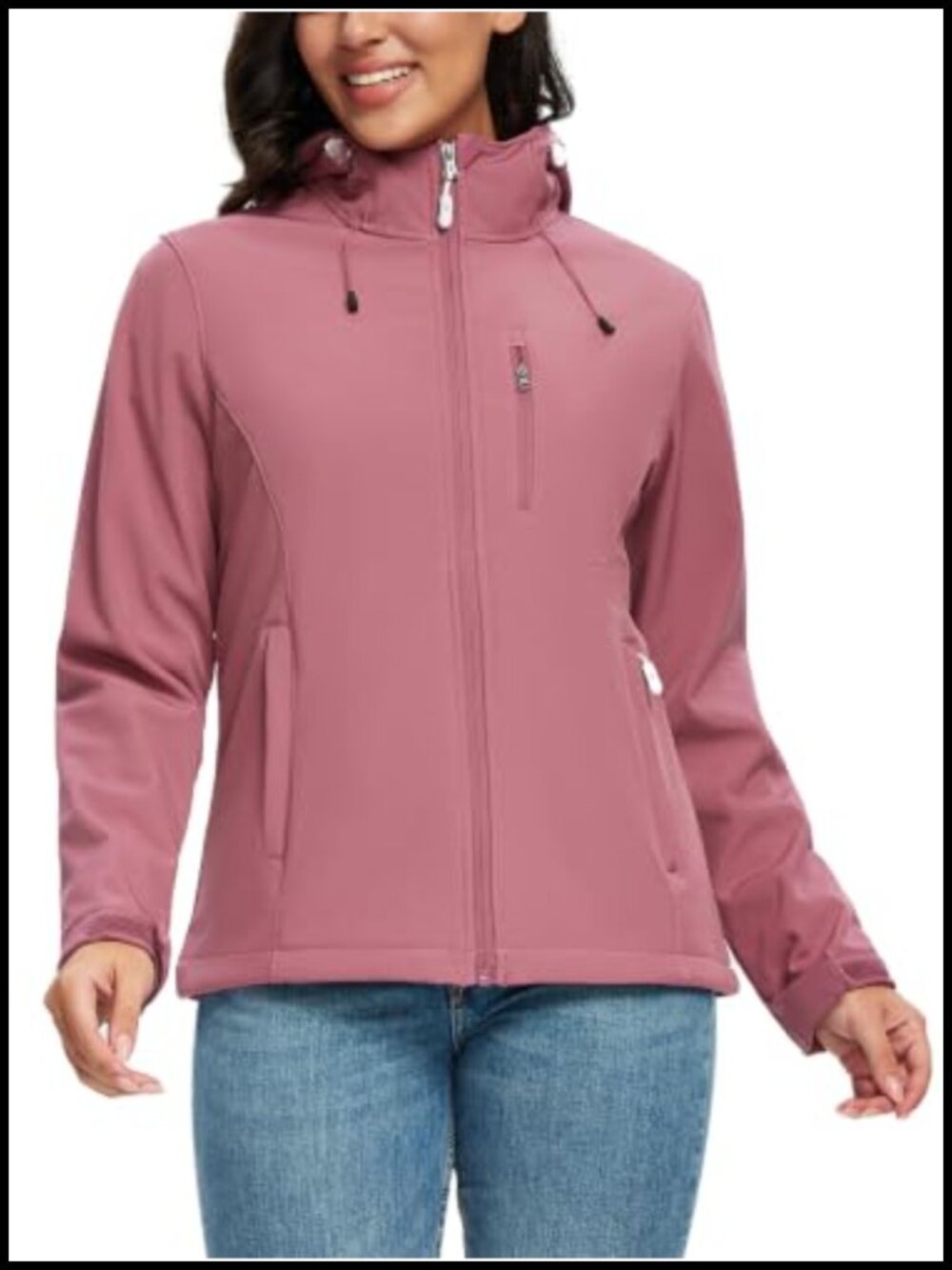 Women's Waterproof Softshell Jacket Fleece Lined Hooded Windbreaker